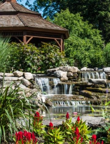 Gazebo with waterfall