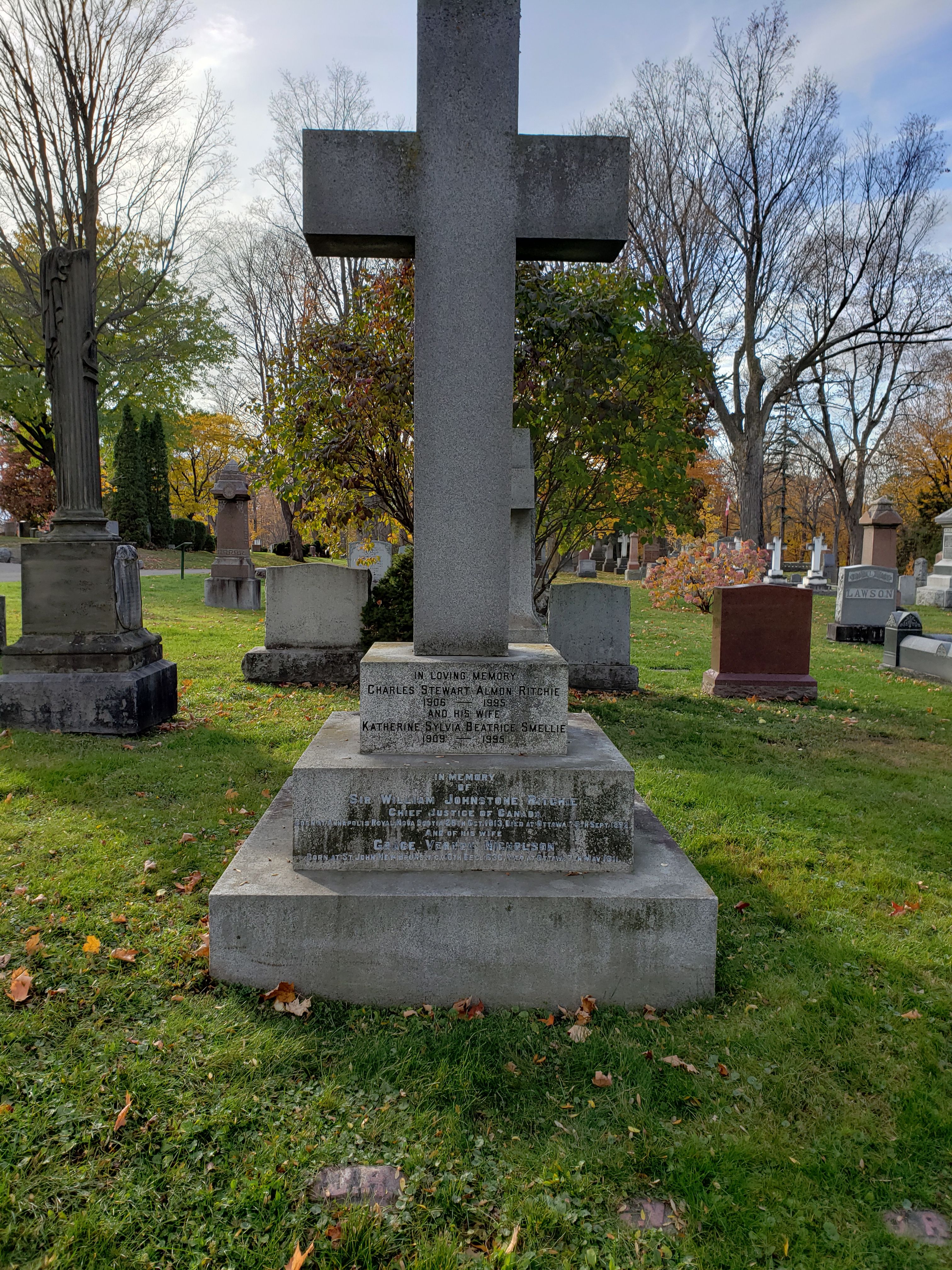 Sir William Johnstone Ritchie: Headstone