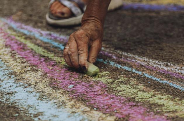 chalk drawing hand